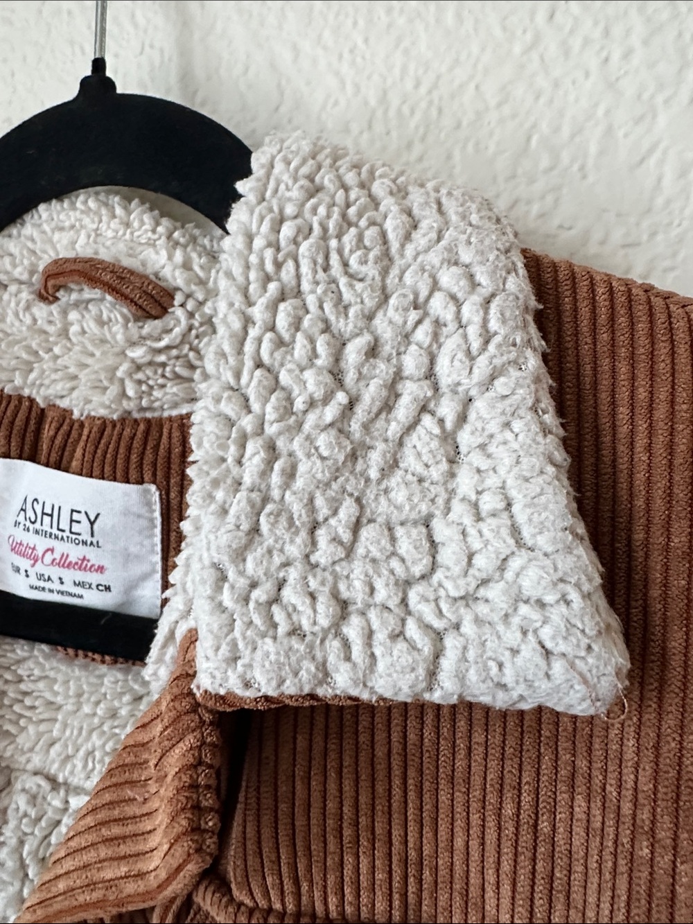 Ashley By 26 International Tan Corduroy Teddy Jacket with Cream Sherpa Lining - Picture 7 of 7